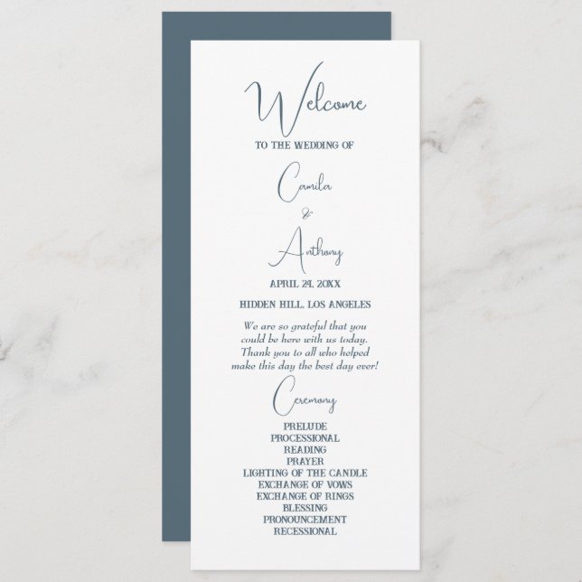 Blue Wedding Program (Front/Back)