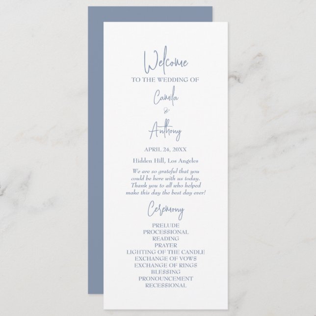 Blue Wedding Program (Front/Back)