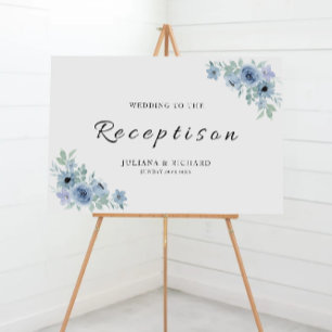 Blue Wedding Reception Welcome Sign