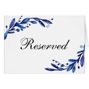 Blue Wedding Reserved Sign. Navy Floral Table Card by RemioniArt at Zazzle