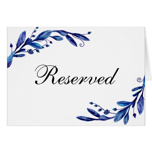 Blue wedding reserved sign Navy floral table card