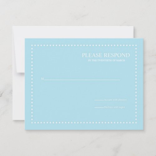 Blue Wedding Response Card with Pearl Border Announcement