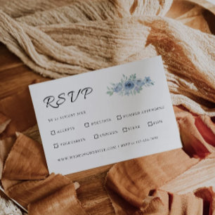 Blue Wedding RSVP Card Template