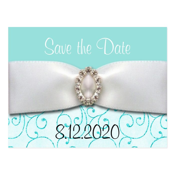 Blue Wedding Save the Date Cards Postcard
