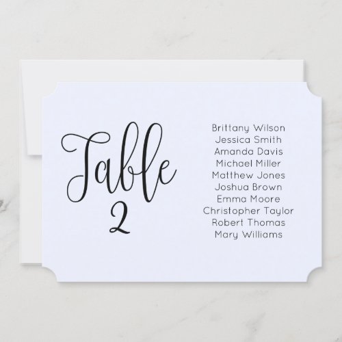 Blue wedding seating chart Landscape modern Invitation