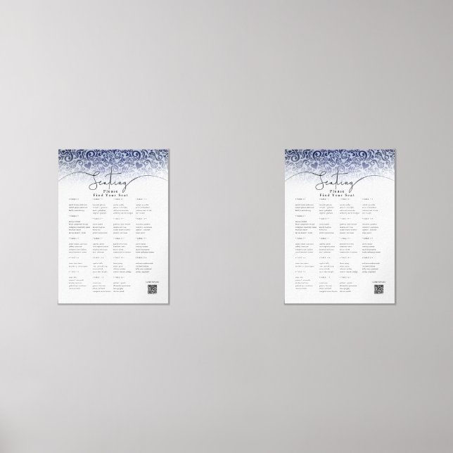 Blue Wedding Seating Chart Wall Art Sets (Front)