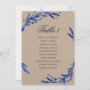 Blue wedding seating chart. Winter rustic plan Invitation