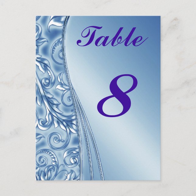 Blue Wedding Table Cards numbers Postcard (Front)