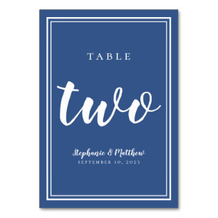 Blue Wedding   Table Two Modern Minimalist Simple Number