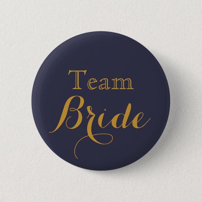 Blue Wedding Team Bride Button (Front)