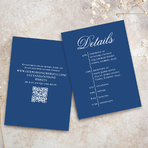 Blue Wedding Timeline Details Simple RSVP Enclosure Card