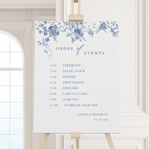 Blue Wedding Timeline Wedding Order of Events Foam Board