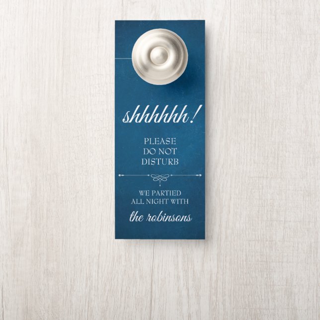 Blue Wedding Welcome/Do Not Disturb Door Hanger (On Knob)