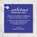 Blue Wedding Welcome Gift Basket Bag Favor Tags<br><div class="desc">This charming white on blue wedding welcome tag,  placed on your welcome bag or basket in their accommodation,  is a nice way to thank your out of town guests for the travel they needed to do to get to your wedding. Matching stationery and party supplies available.</div>