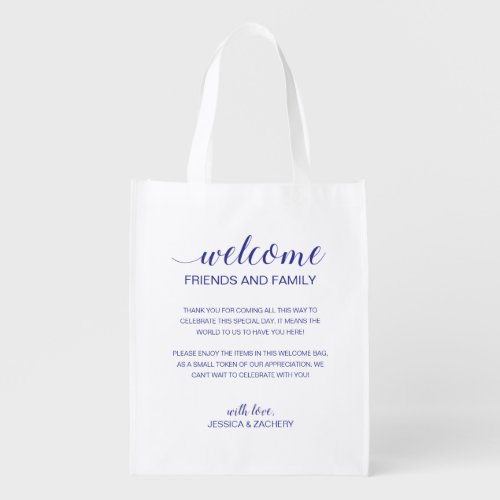 Blue Wedding Welcome Out Of Town Guests Gift Grocery Bag