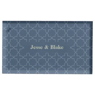 Blue Wedding with Latticework Pattern Place Card Holder
