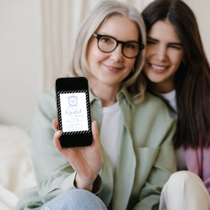 Blue Wedgwood Monogram Crest Grandmillenial Invitation