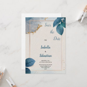 blue weeding invitation
