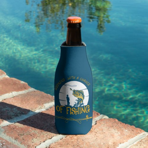 Blue Weekend Chance of Fishing Bottle Cooler