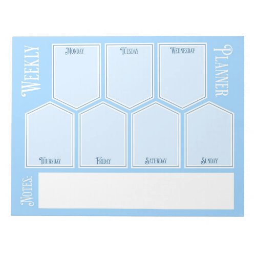 Blue Weekly Planner Horizontal Sheets Notepad