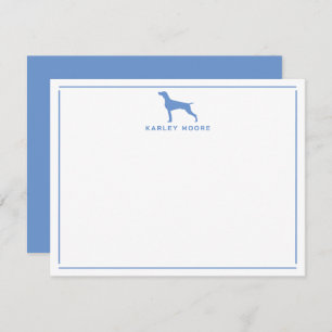 Blue Weimaraner Dog Modern Border Stationery Note Card