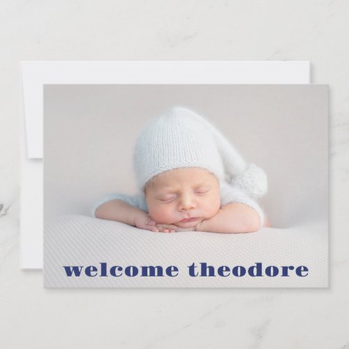 Blue Welcome Baby Boy Photo Collage Birth  Announcement