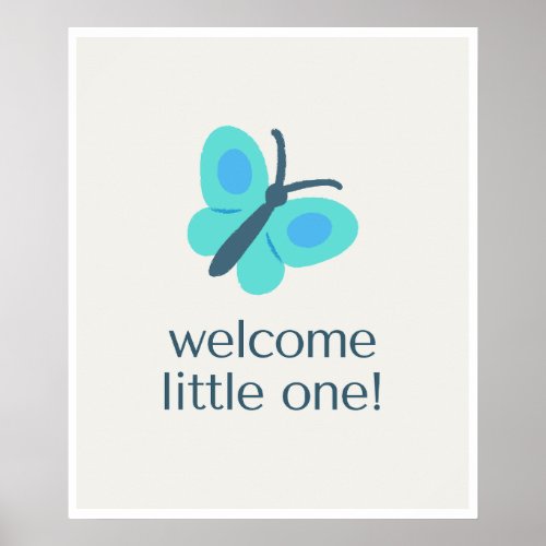 Blue Welcome Baby Nursery Poster