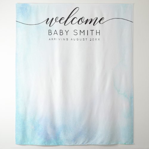 Blue Welcome Baby Shower Backdrop