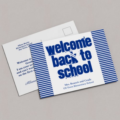 Blue Welcome Back to School Postcard