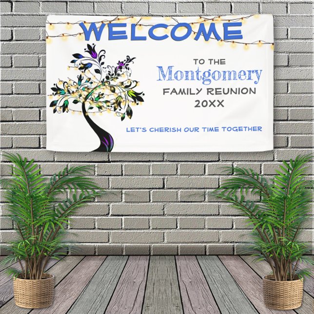 Blue Welcome Family Reunion Tree Lights Banner (Creator Uploaded)