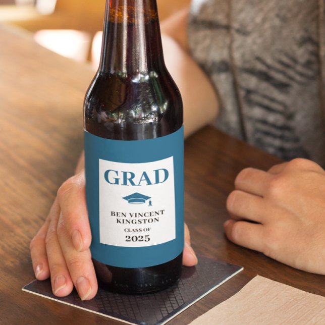 Blue Welcome Graduation  Beer Bottle Label (Creator Uploaded)