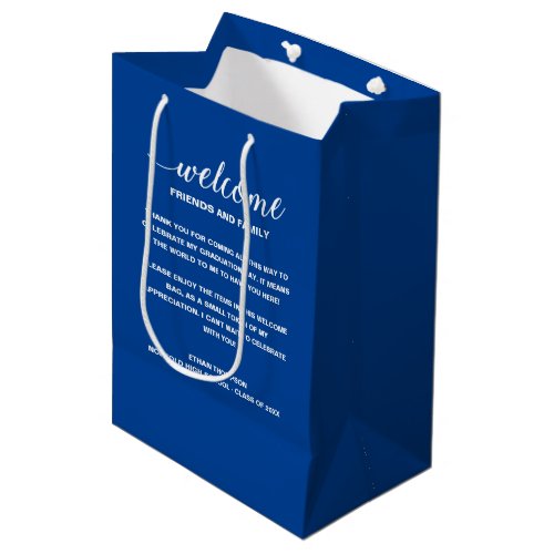 Blue Welcome Graduation Out Of Town Guest Gift Bag