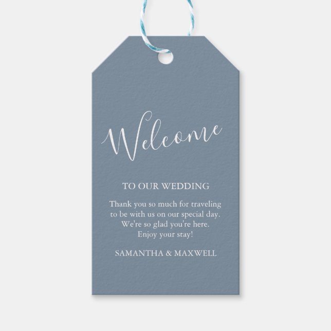 Blue Welcome Guest Gift Tags (Front)