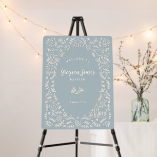 Blue Welcome Sign Baptism Christian Symbols