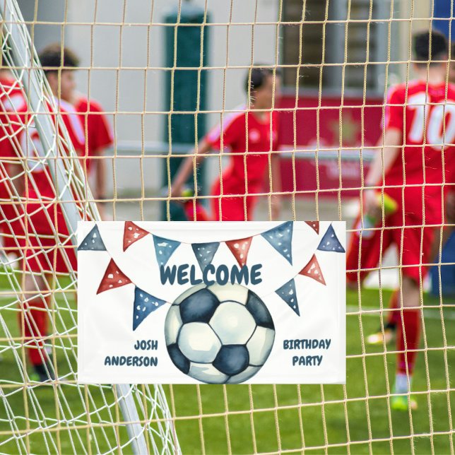 Blue Welcome Soccer Birthday Party Banner (Creator Uploaded)