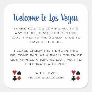 Blue Welcome to Las Vegas Wedding Welcome Basket Square Sticker