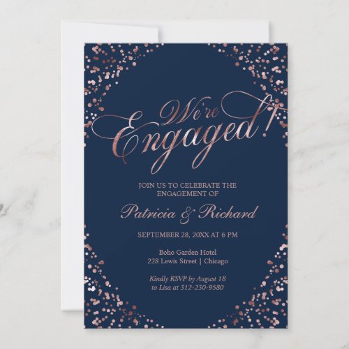 Blue Were Engaged Engagement Party Invitation