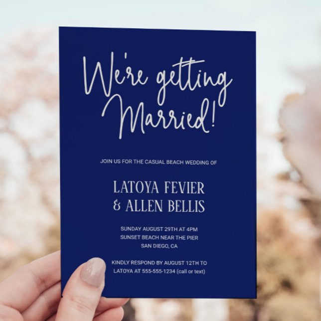 Blue We're Getting Married Casual Beach Wedding Invitation (Creator Uploaded)