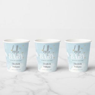Blue We're on Cloud 9 Hello Baby Shower Party Paper Cups