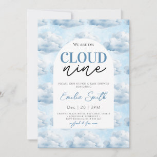  Blue We're on Cloud Nine Baby shower Shower Invitation