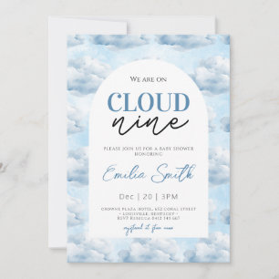 Blue We're on Cloud Nine Baby shower Shower Invitation