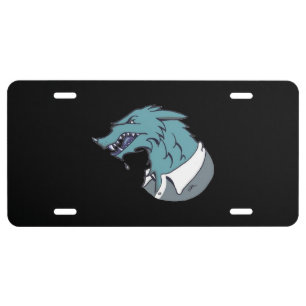 Blue Werewolf black aluminum car license plate