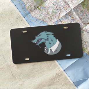 Blue Werewolf black plastic car license plate