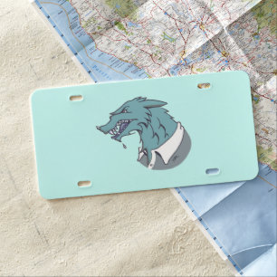 Blue Werewolf blue plastic car license plate