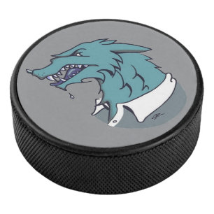Blue Werewolf gray hockey puck