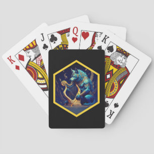 Blue Werewolf Paying A Golden Harp Poker Cards