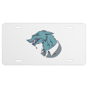 Blue Werewolf white aluminum car license plate