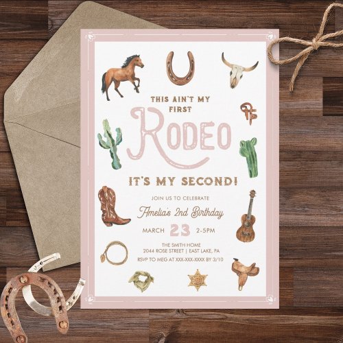 Blue Western 2nd Birthday Rodeo  Invitation