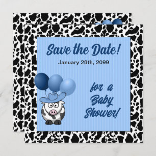 Blue Western Baby Shower Save The Date