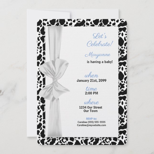 Blue Western Cowboy Theme Baby Shower Invitation (Back)